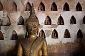 Vientiane, Laos - Wat Si Saket, The gallery around the sim houses thousands of Buddha statues in various mudras, dating  from the 16th century. 